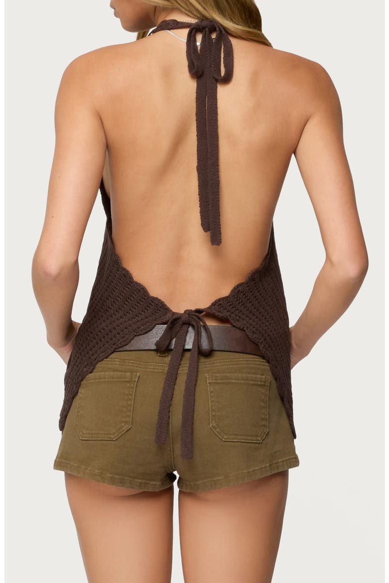 Ivey Crochet Crop Halter Top, Alternate, color, BROWN
