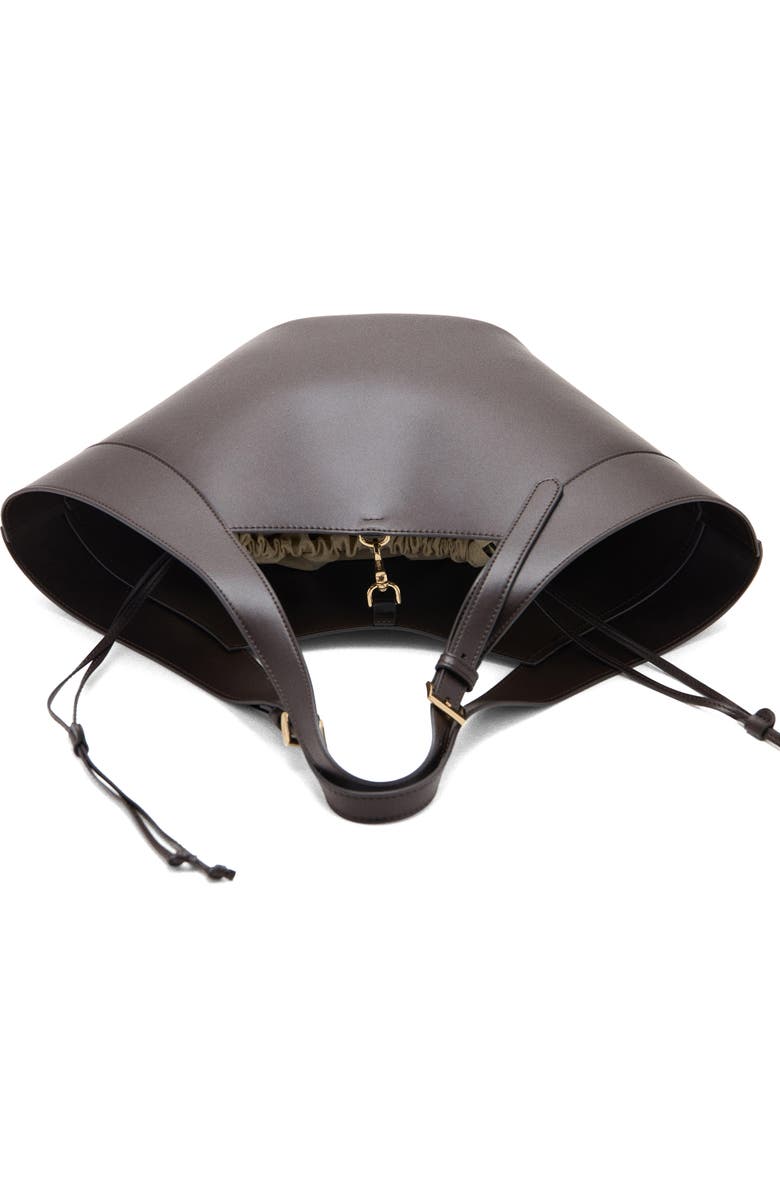 MANGO Large Faux Leather Bucket Bag, Alternate, color, Chocolate