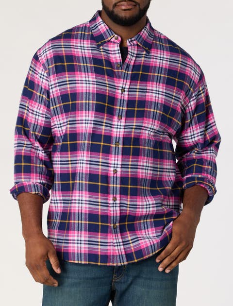 Big & Tall Large Plaid Flannel Sport Shirt V4