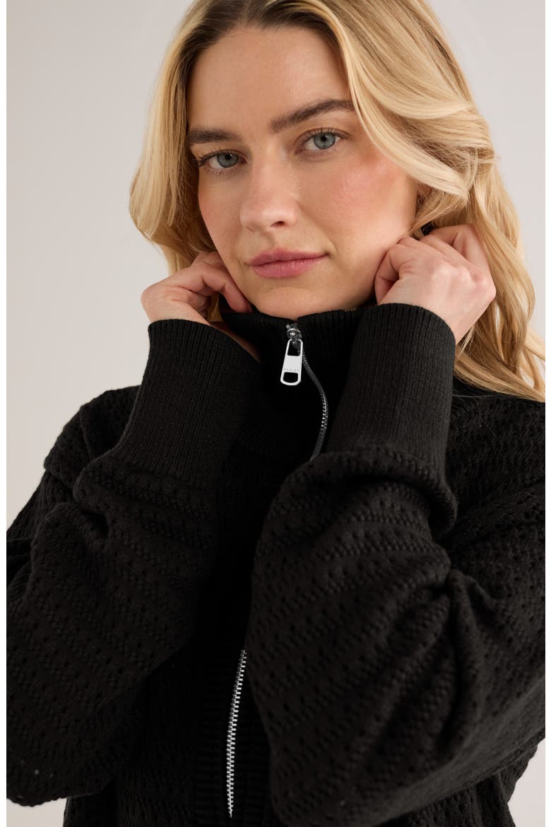 Darla Half Zip Sweater, Alternate, color, BLACK
