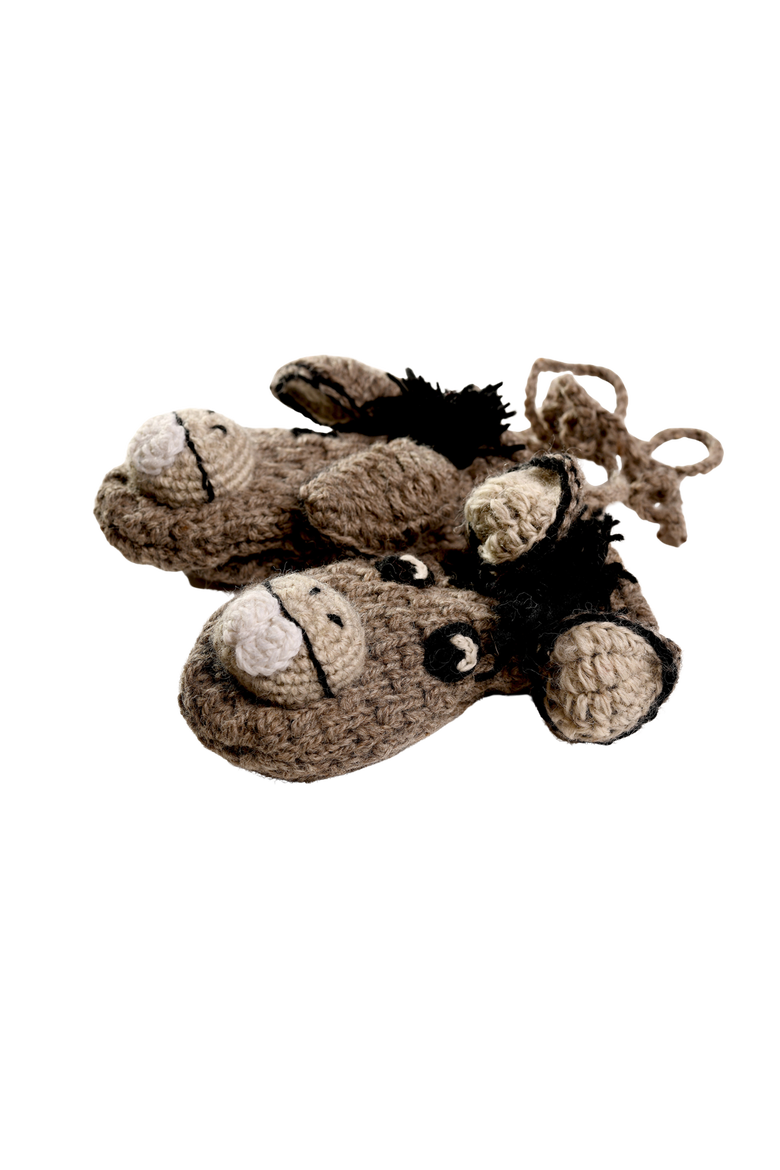 Crochet Donkey Mittens, Alternate, color, White combo
