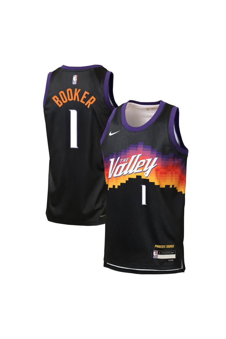 Youth Nike Devin Booker Black Phoenix Suns 2025/26 City Edition Swingman Jersey, Main, color, Black