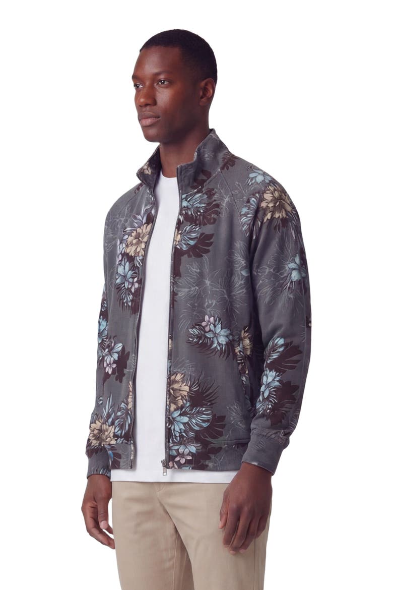 Exotic Floral Mens Printed Zip Jacket, Alternate, color, EXOTIC FLORAL BLACK