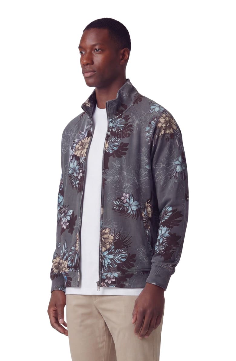 Lords of Harlech Exotic Floral Mens Printed Zip Jacket, Alternate, color, Exotic Floral Black