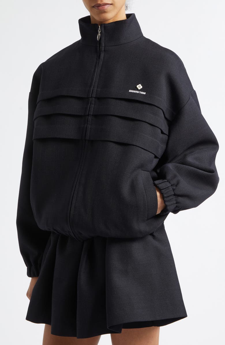 Shushu/Tong Oversize Tuck Hopsack Track Jacket, Alternate, color, Navy Blue