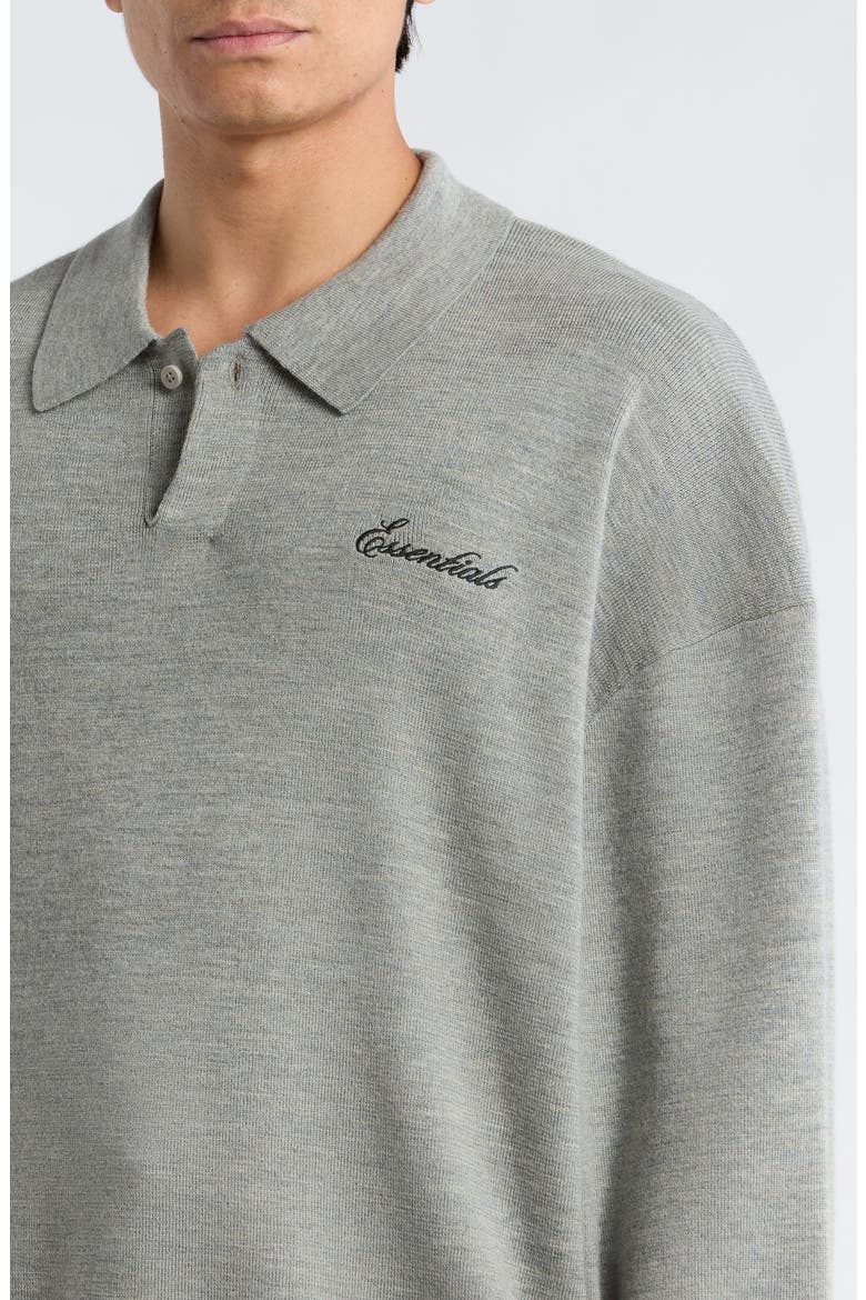 Signature '90s Merino Wool Polo Sweater, Alternate, color, CONCRETE HEATHER