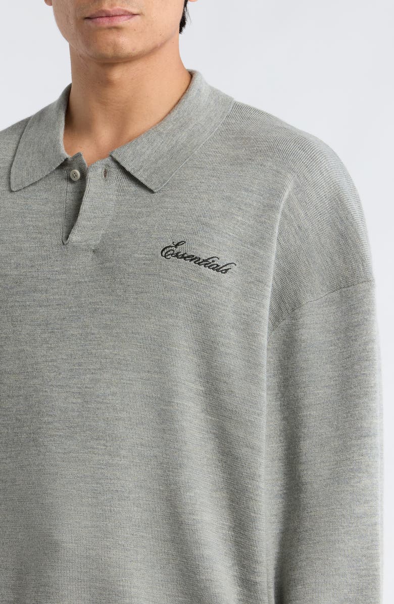 Fear of God Essentials Signature '90s Merino Wool Polo Sweater, Alternate, color, Concrete Heather