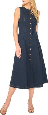 Ted Baker Mia Pleated Denim Button-Up Midi Dress