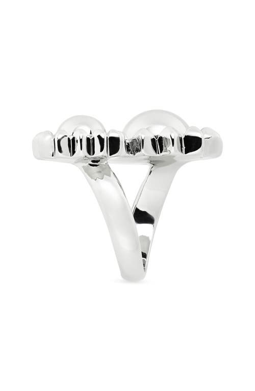 Allsaints Floral Bypass Ring In Rhodium