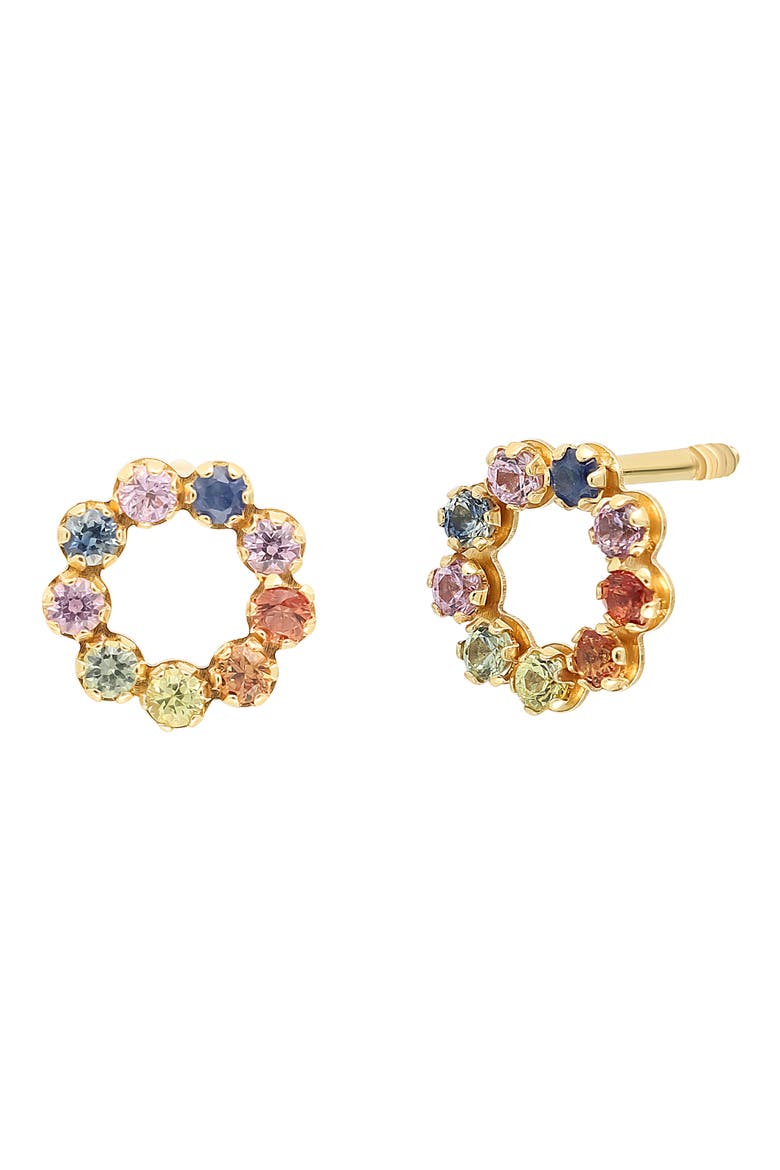Kids' Sapphire Stud Earrings (Nordstrom Exclusive), Main, color, 18K YELLOW GOLD