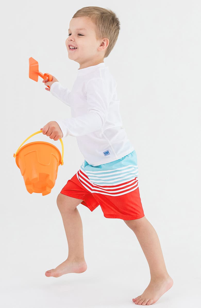 RuggedButts Kids' From Sea to Shining Sea Stripe Swim Trunks, Alternate, color, 