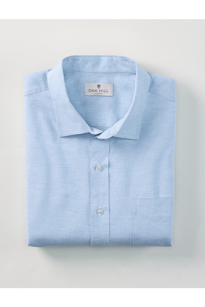 Big & Tall Linen-Blend Tech Sport Shirt, Alternate, color, FORGET ME NOT
