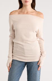 Renee C Off the Shoulder Long Sleeve Rib Knit Top