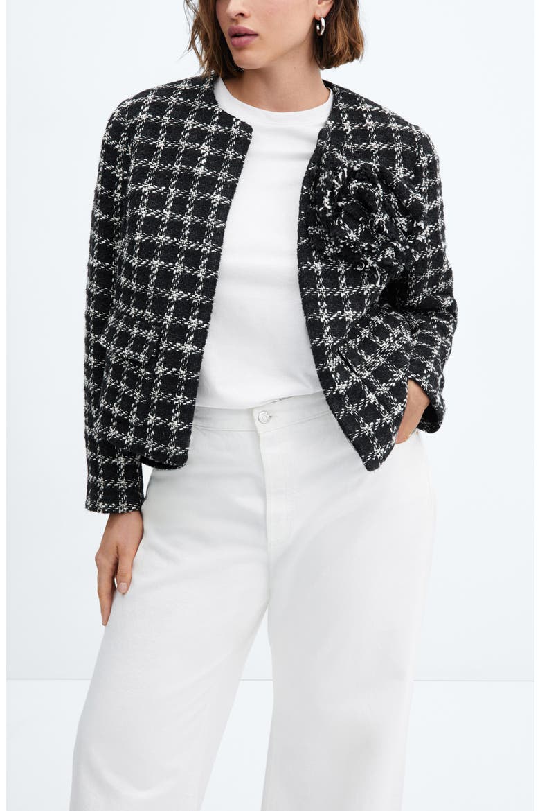 Floral Tweed Blazer, Alternate, color, BLACK
