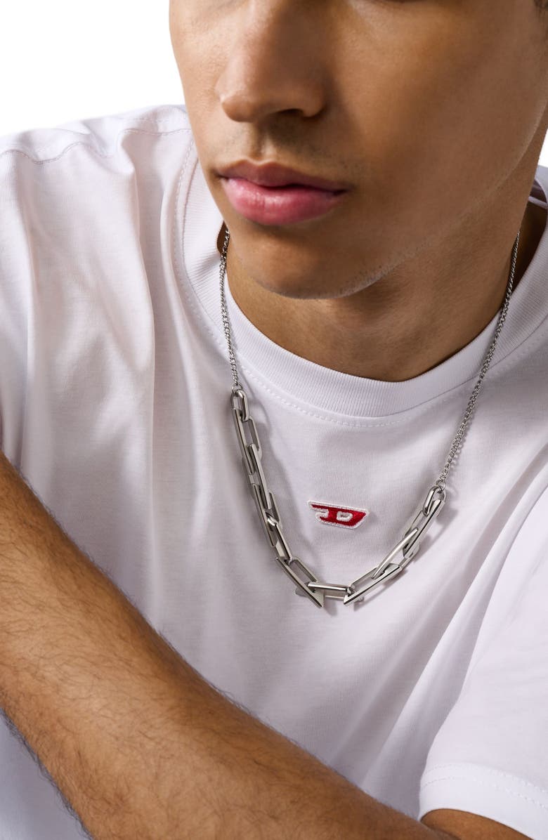 DIESEL<sup>®</sup> Stainless Steel Open Link Necklace, Alternate, color, Silver