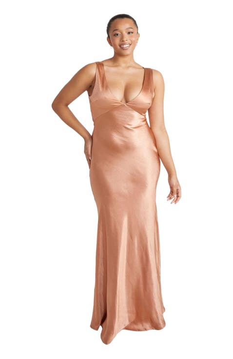 Twist Back Satin Bridesmaid Dress