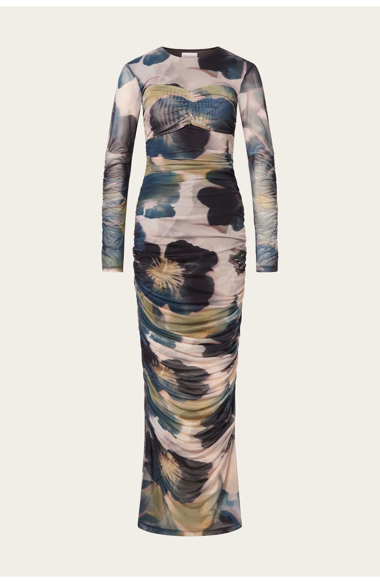 Malina Elionora Sheer Jersey Midi Dress, Alternate, color, Dusty Poppy