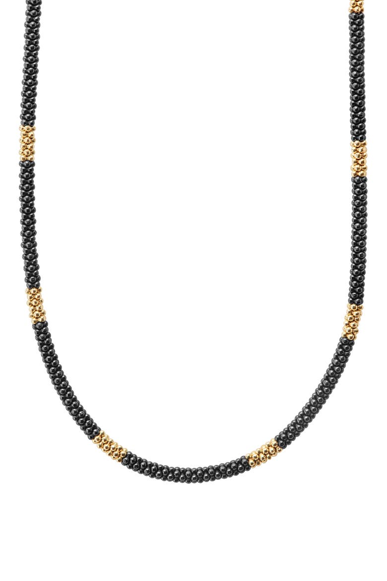 Black Caviar Beaded Necklace, Main, color, BLACK