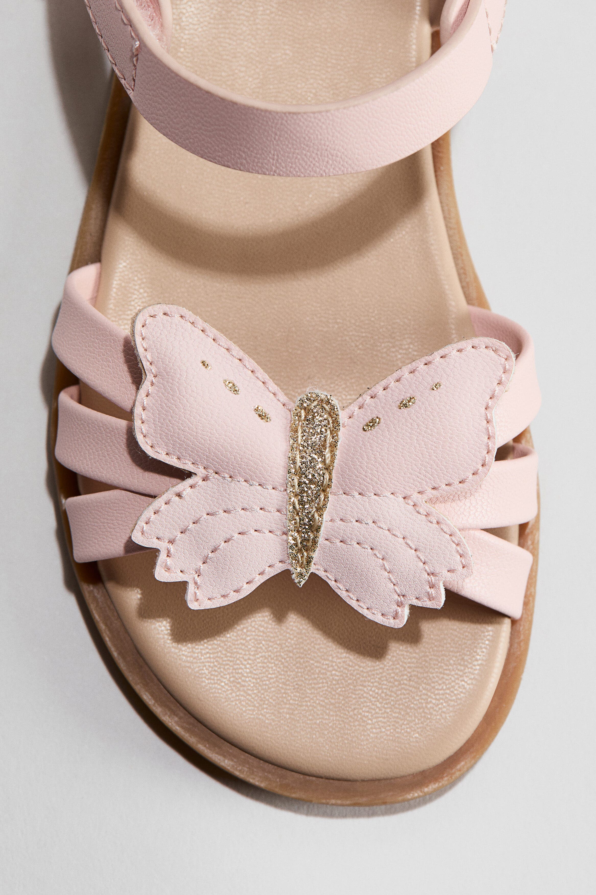 H&M Appliquéd Sandals, Alternate, color, Light Pink/Butterfly