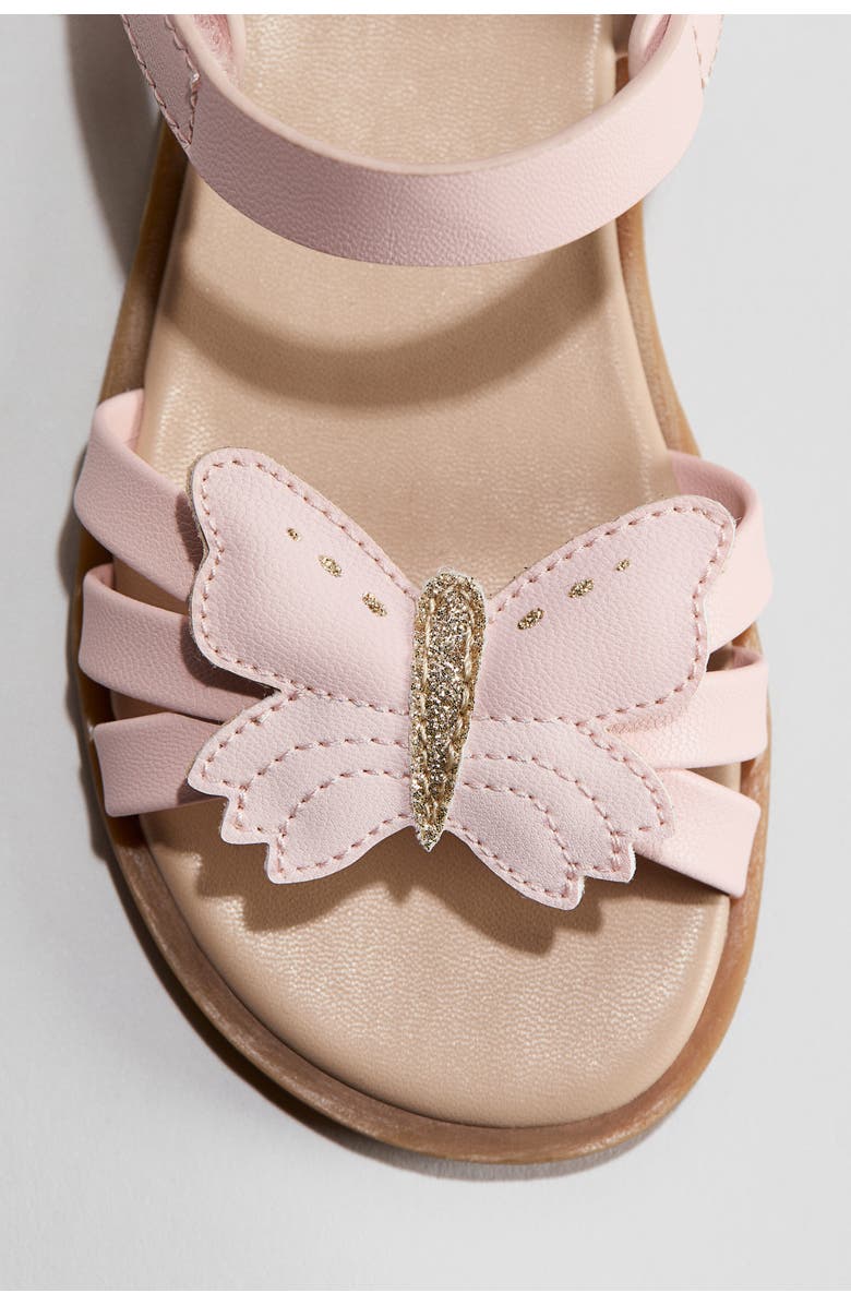 H&M Appliquéd Sandals, Alternate, color, Light Pink/Butterfly