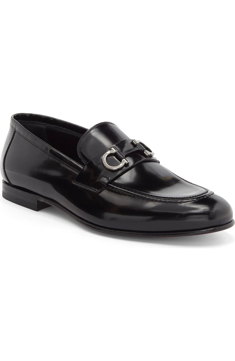 FERRAGAMO Gin Double Gancio Bit Loafer, Main, color, Nero