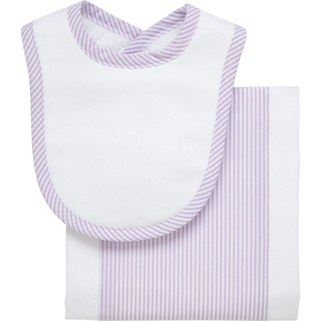 3 Marthas Seersucker Stripe Drooler Bib & Burp Set