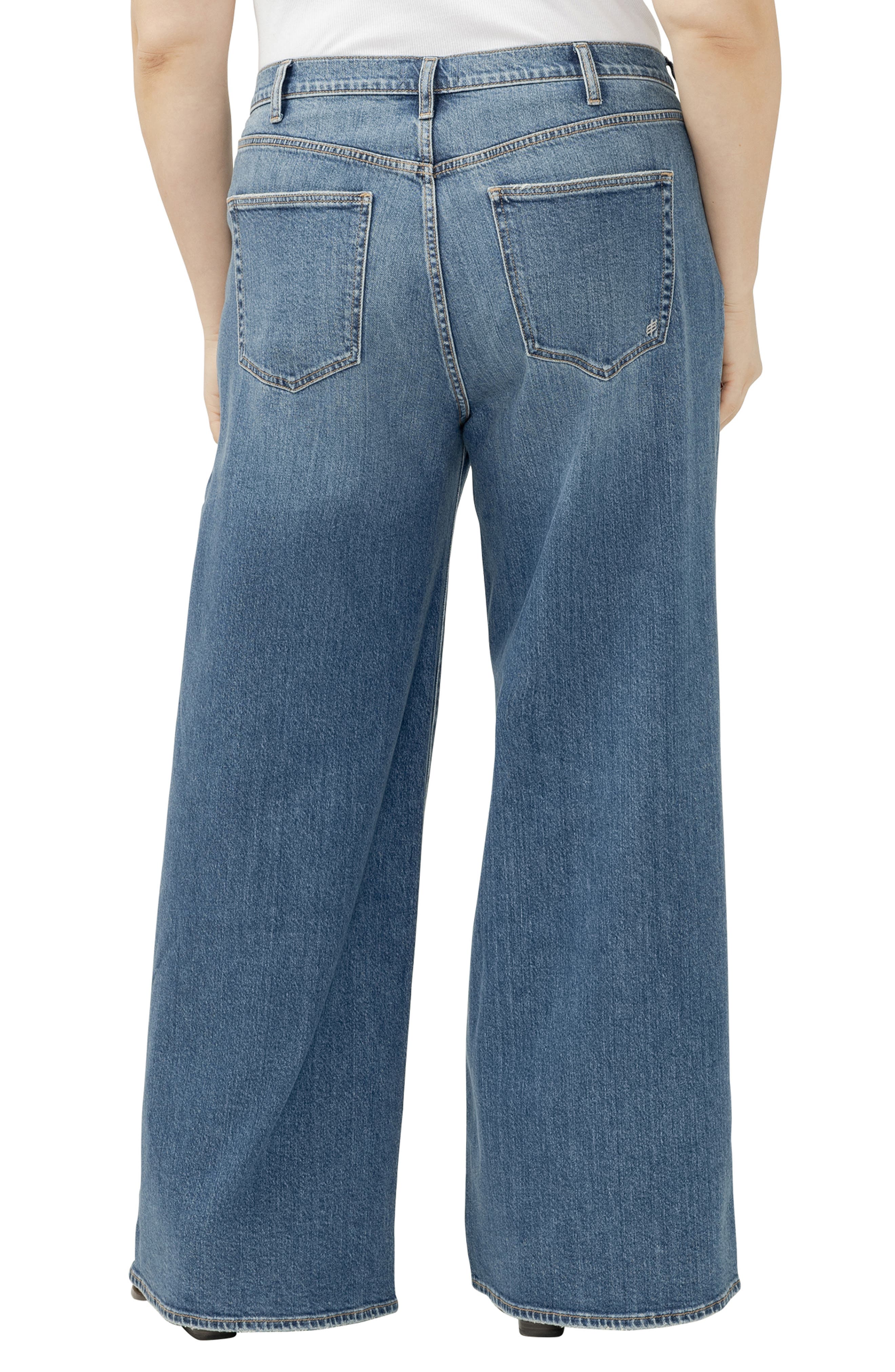 YOKE　HIGH WAIST BELTED PANTS Highly Desirable V-Yoke High Waist Ultra Wide Leg Jeans (Women