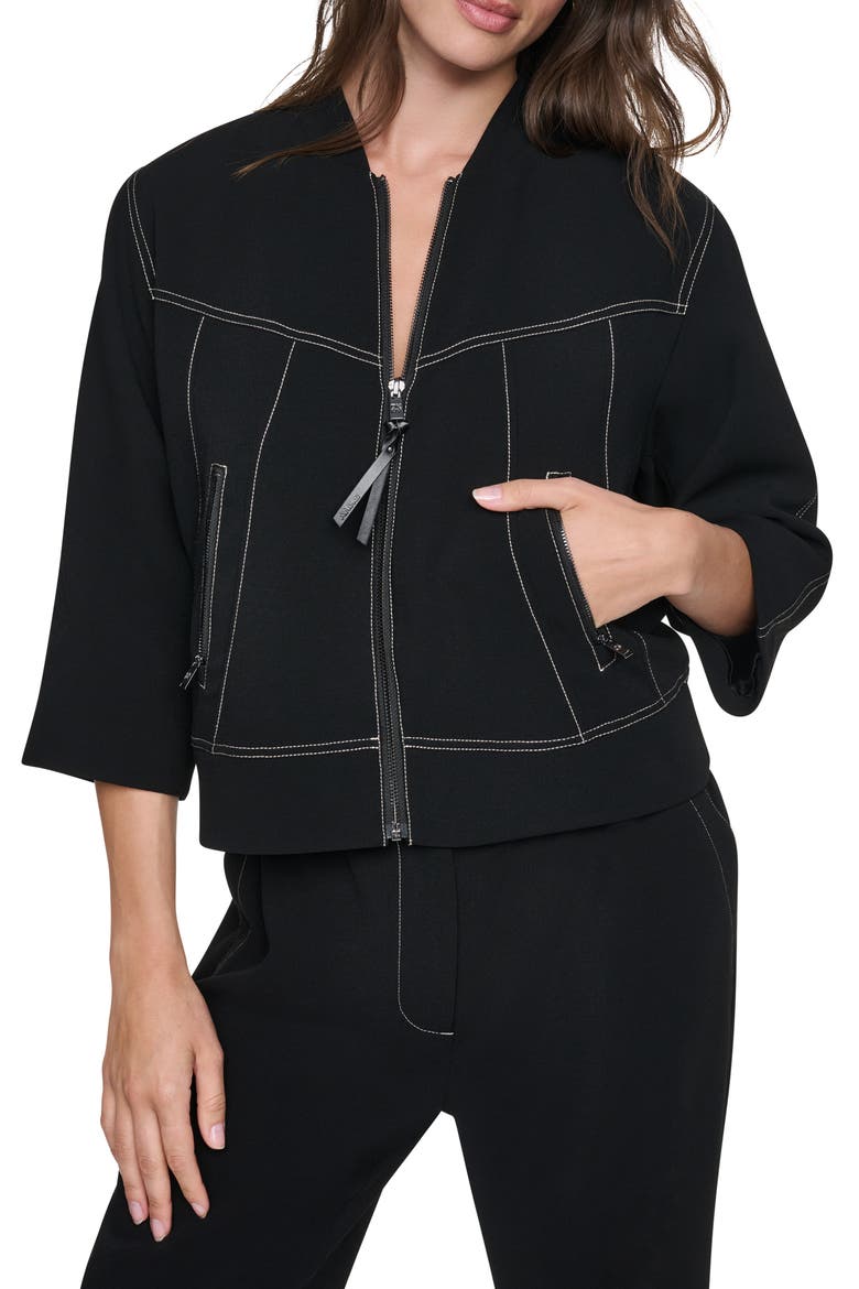 Contrast Stitch Jacket, Main, color, BLACK