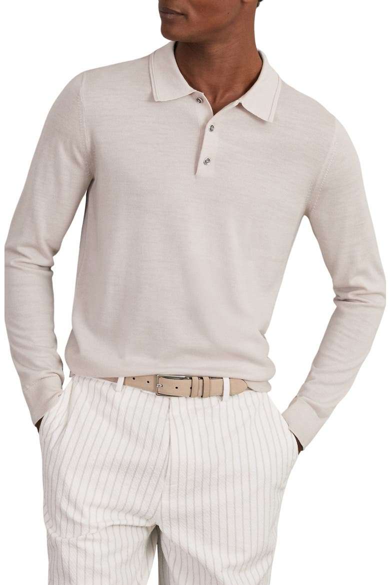 Trafford Long Sleeve Wool Polo Sweater, Main, color, BEIGE