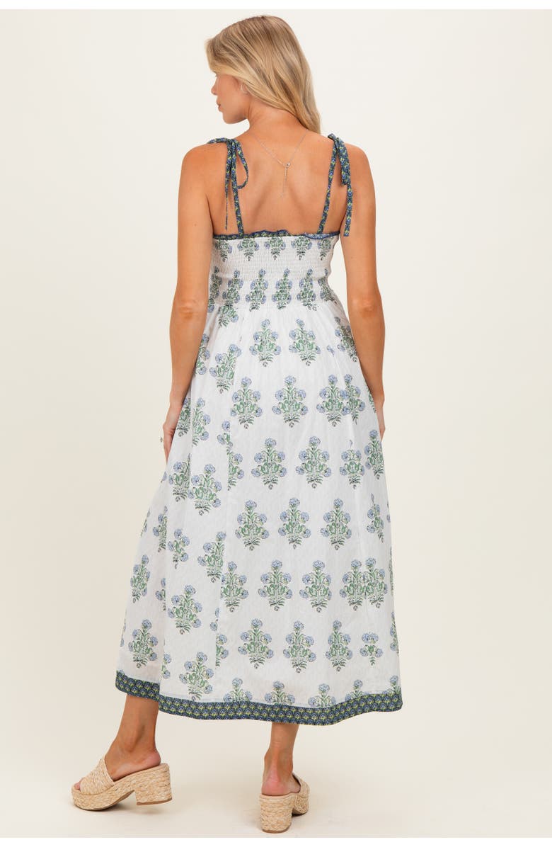 PinkBlush White Floral Smocked Shoulder Tie Maxi Dress, Alternate, color, White
