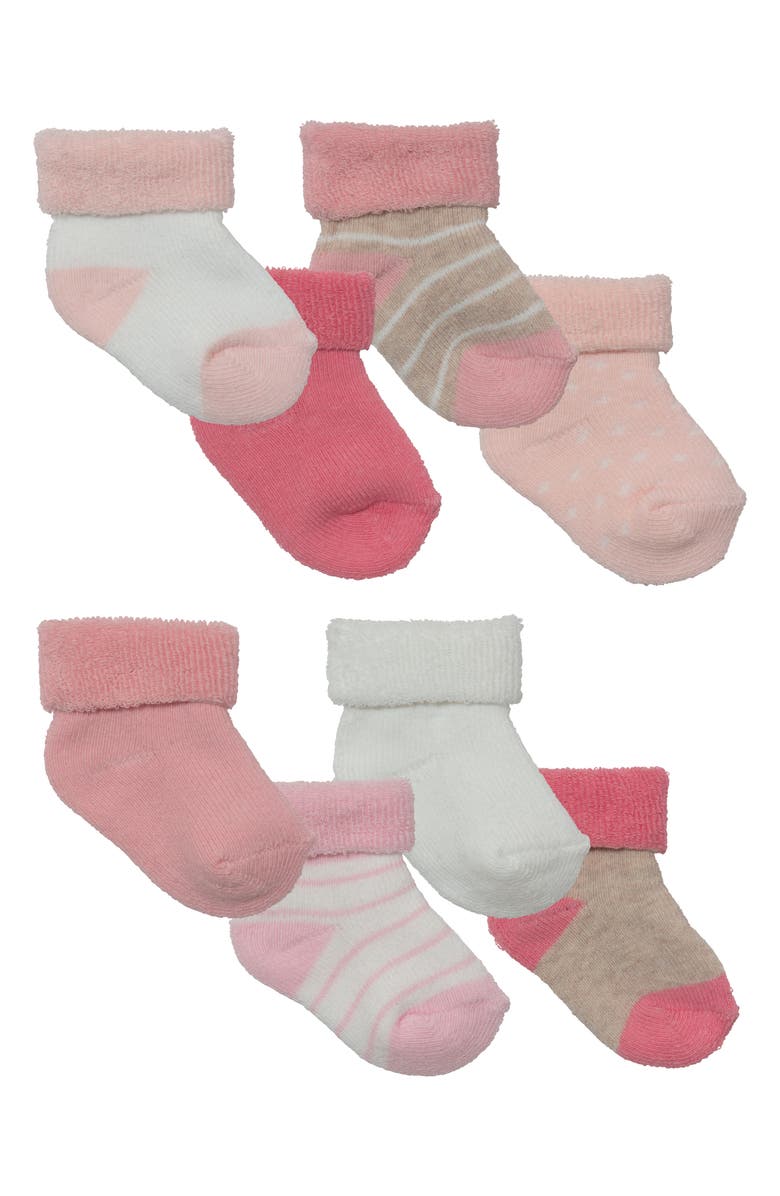 Little Me Cuffed French Terry Socks - Pack of 8, Main, color, 