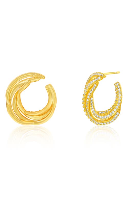 Suzy Levian Pavé Cubic Zirconia Twisted Hoop Earrings