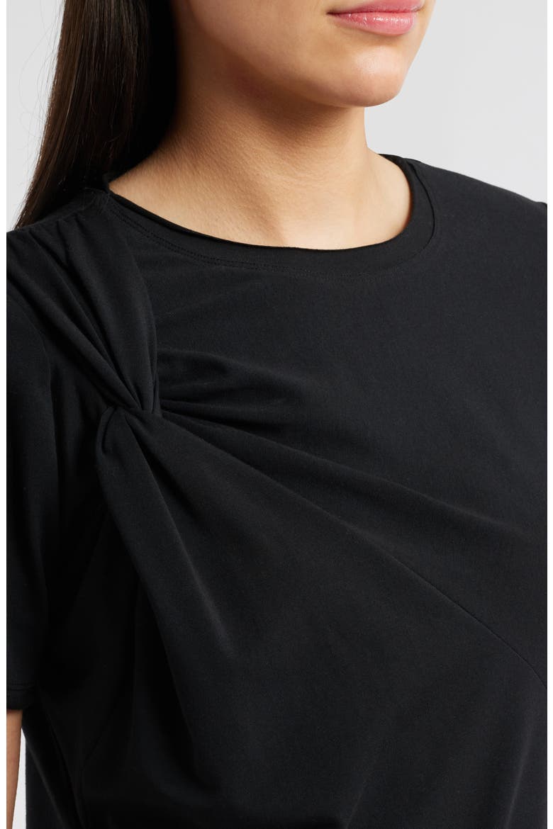 Twist Front Stretch Cotton Modal T-Shirt, Alternate, color, BLACK