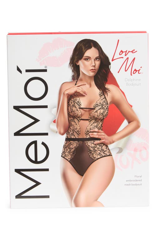 Memoi Delphine Embroidered Bodysuit In Black