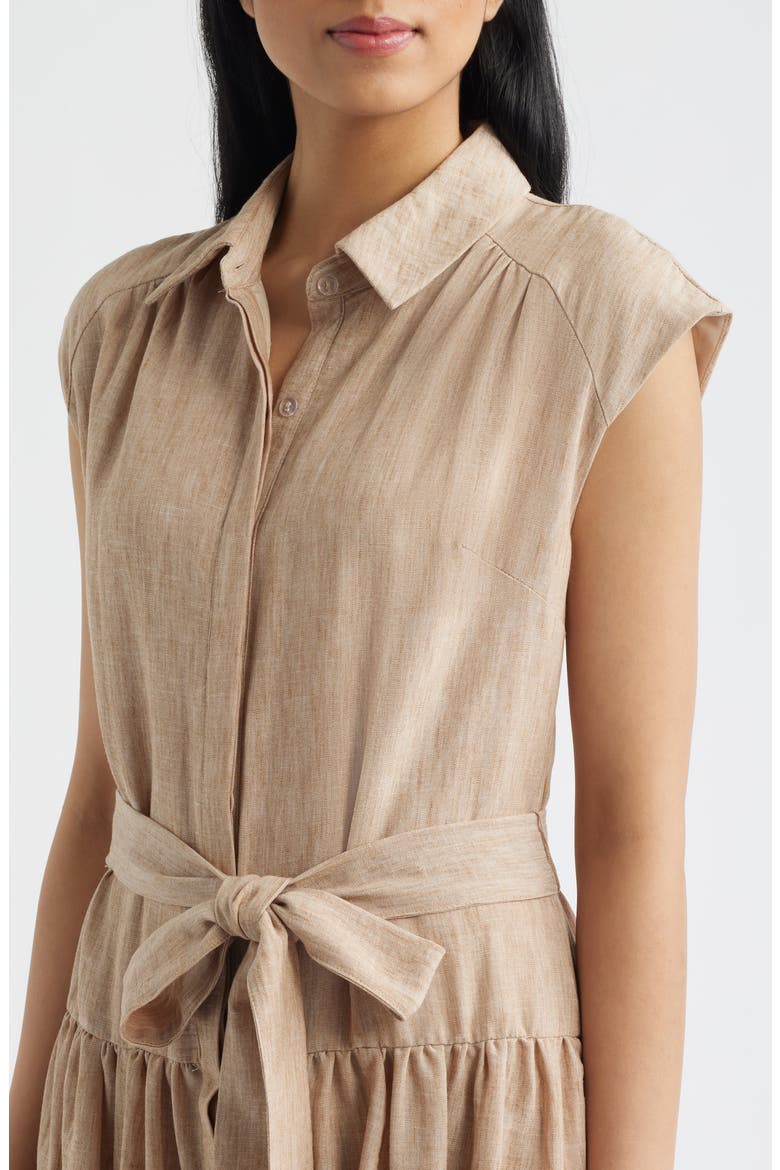 Cap Sleeve Tie Waist Midi Dress, Alternate, color, KHAKI