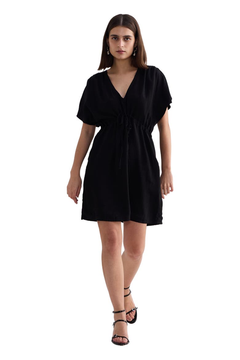 Short gathered Dress in Black, Alternate, color, Solid