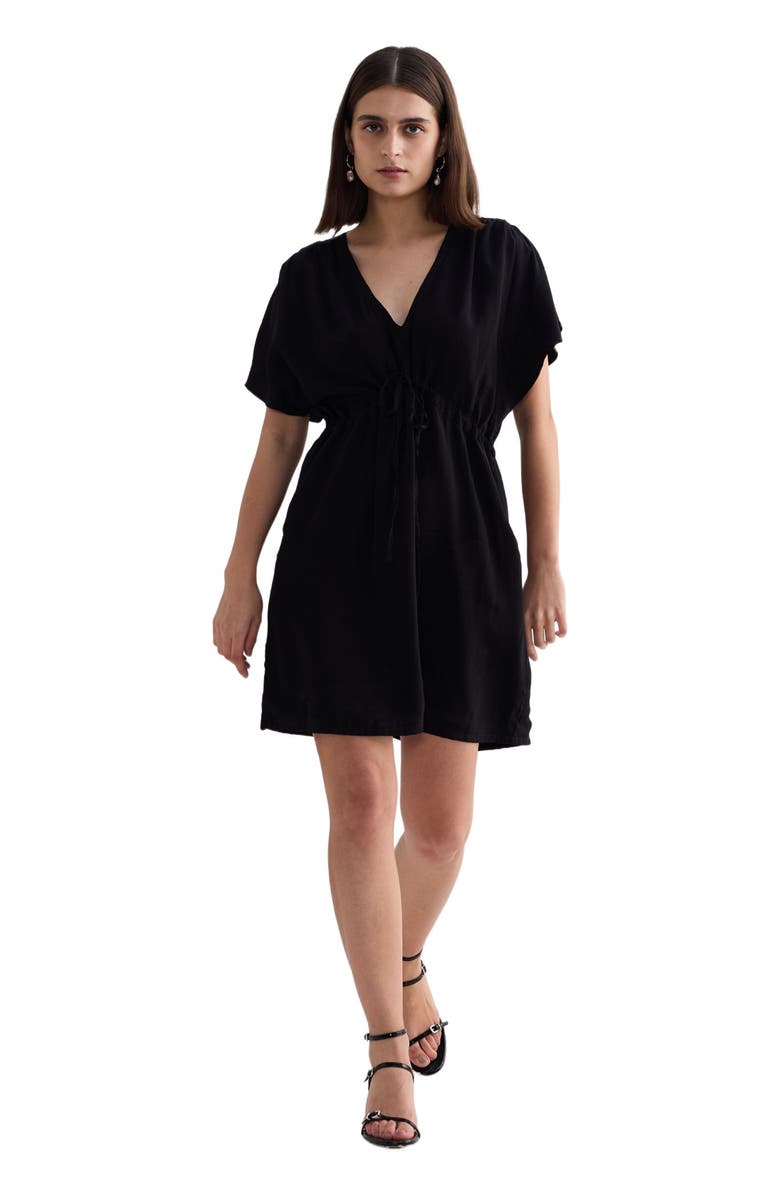 Reistor Short gathered Dress in Black, Alternate, color, Black
