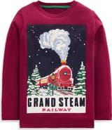 Mini Boden Kids' Steam Train Graphic T-Shirt