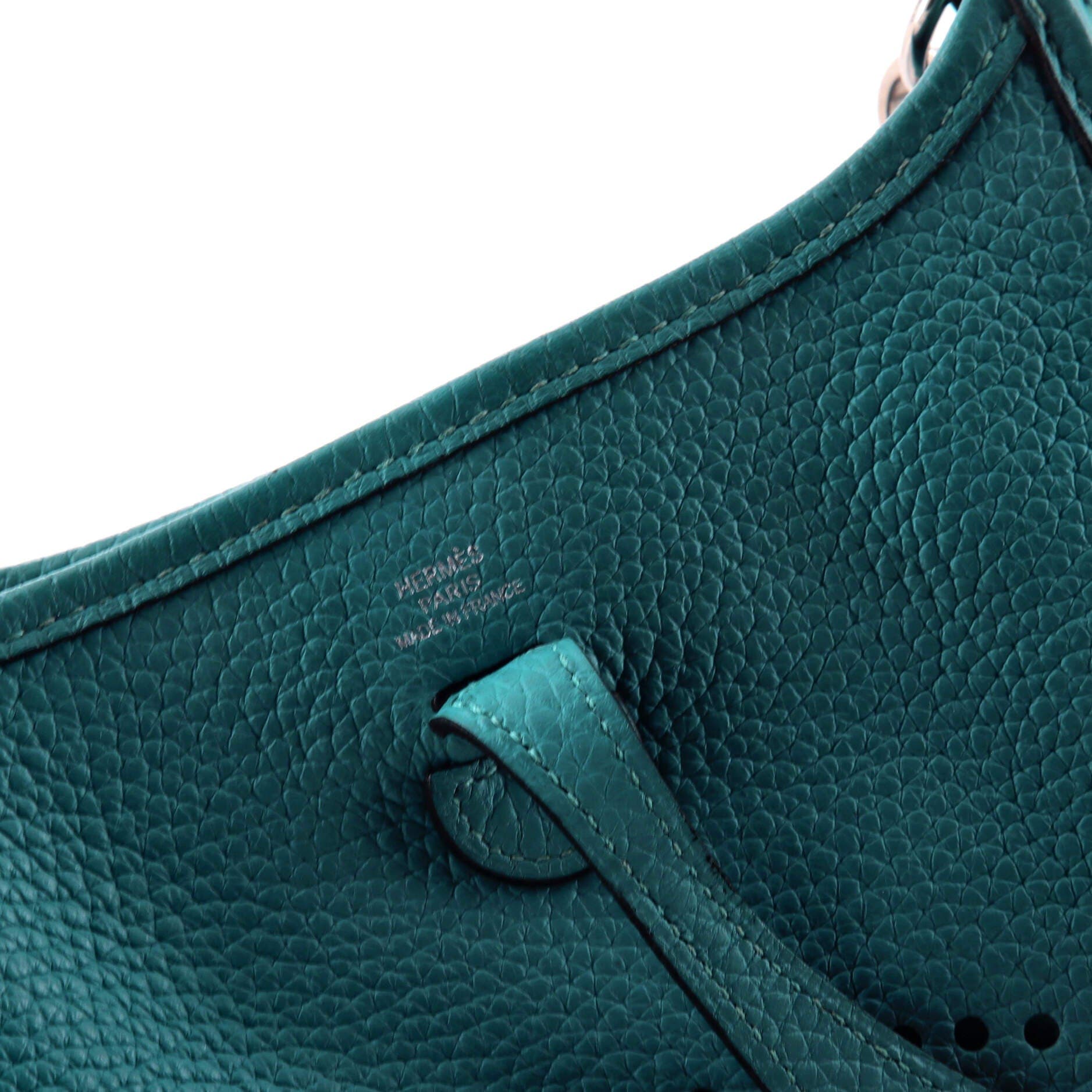 Pre-Owned Hermes Evelyne Bag Gen III Clemence TPM, Alternate, color, Turquoise