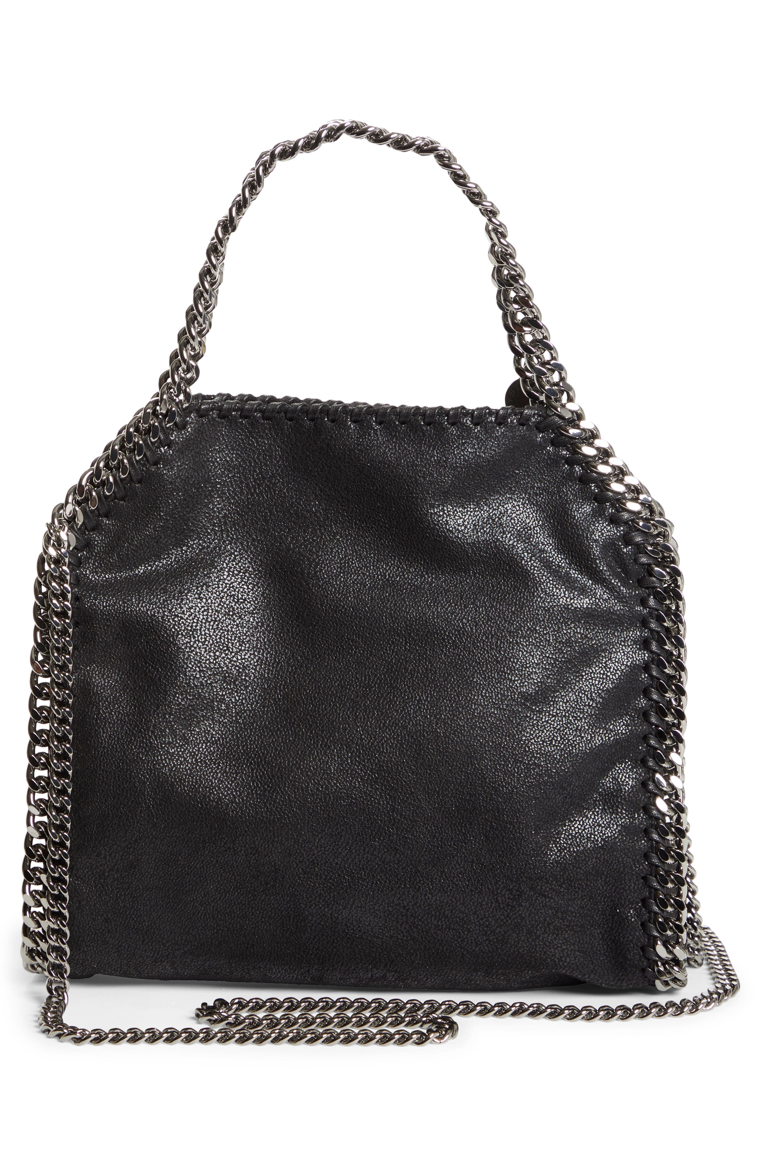 Stella McCartney Mini Falabella Faux Leather Tote, Alternate, color, Black W/ Silver