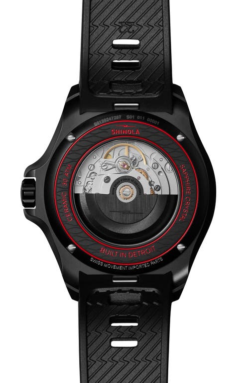 Shinola Ceramic Monster Rubber Strap Watch, 43mm In Black