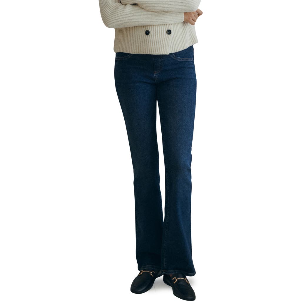 Shop Mango Flare Maternity Jeans In Dark Blue