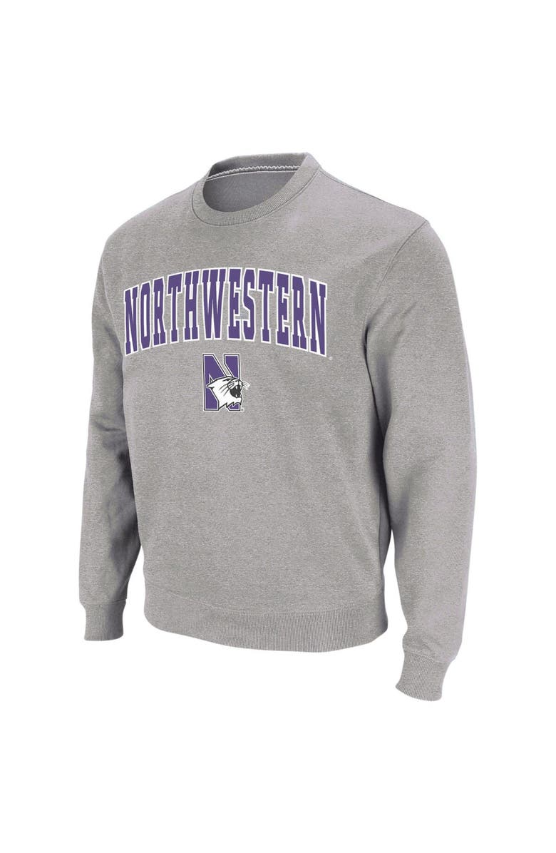 COLOSSEUM Men's Colosseum Heather Gray Northwestern Wildcats Arch & Logo Crew Neck Sweatshirt, Main, color, Heather Gray