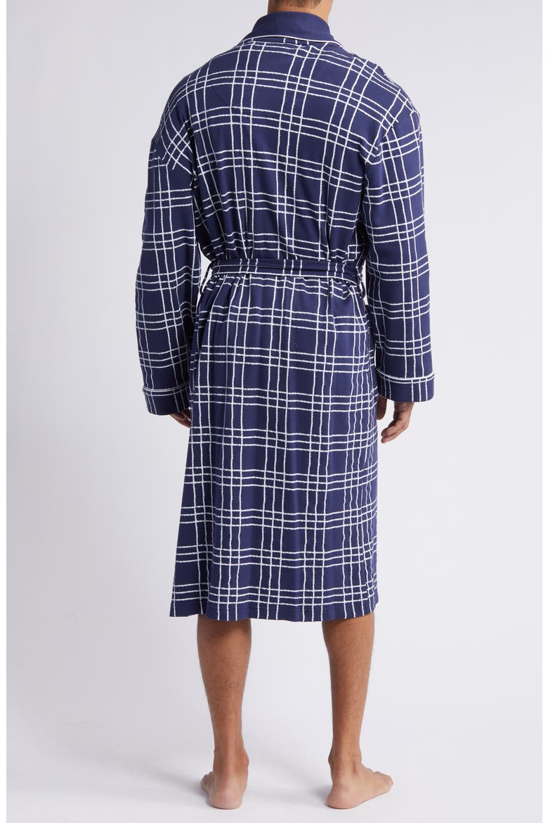 Summeritme Blues Windowpane Check Cotton Knit Robe, Alternate, color, NAVY WINDOWPANE