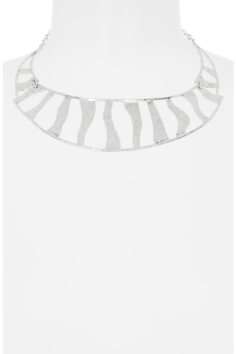 Open Work Arched Collar Necklace, Alternate, color, SILVER