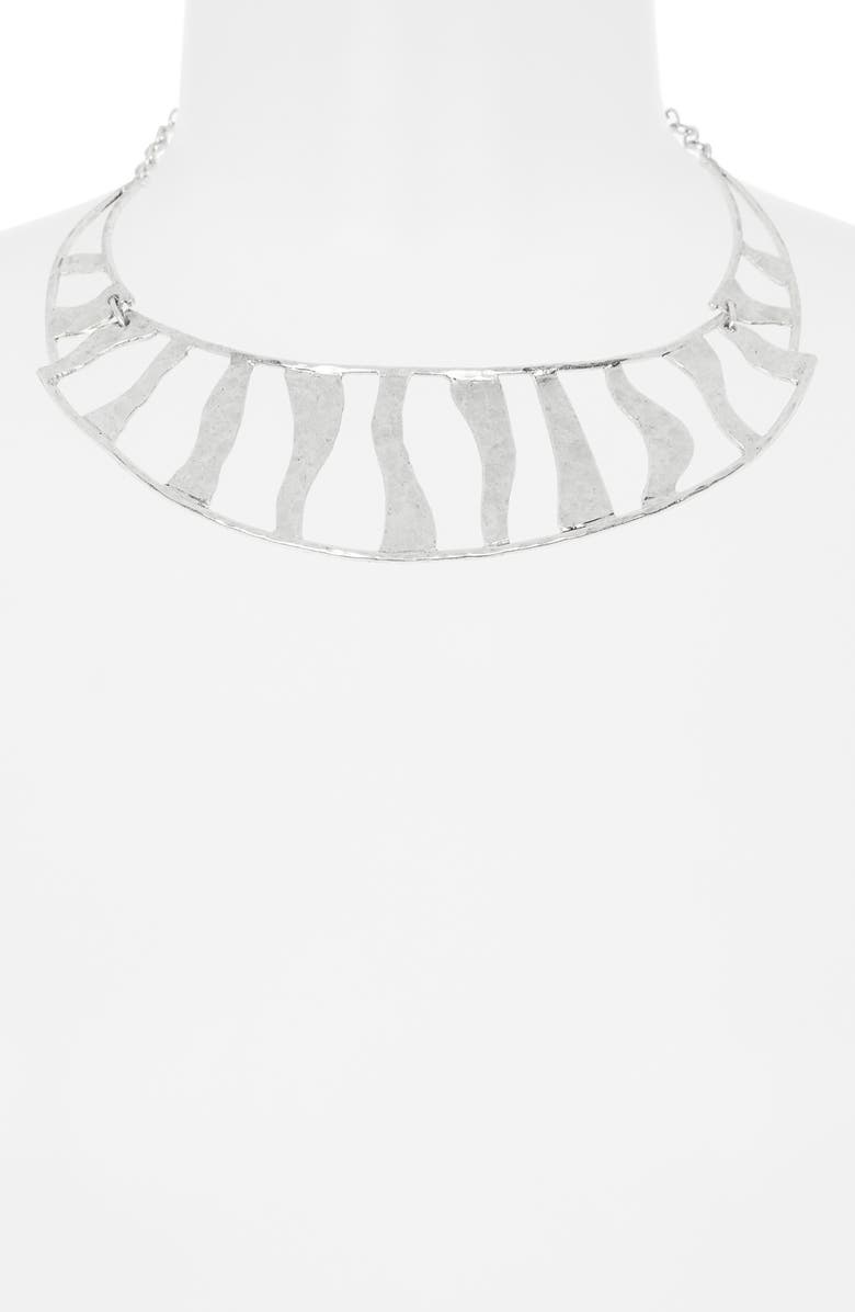 Karine Sultan Open Work Arched Collar Necklace, Alternate, color, Silver