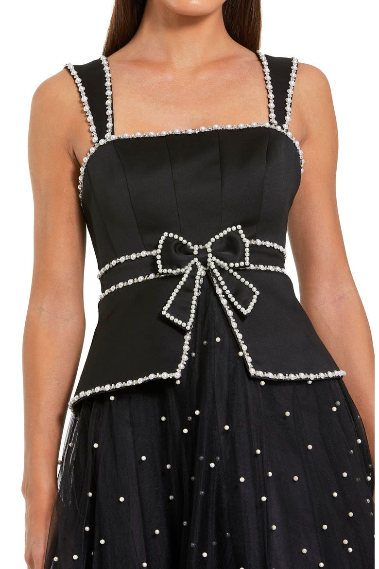 Sleeveless Embellished Crepe And Tulle Midi Dress, Alternate, color, Black Ivory