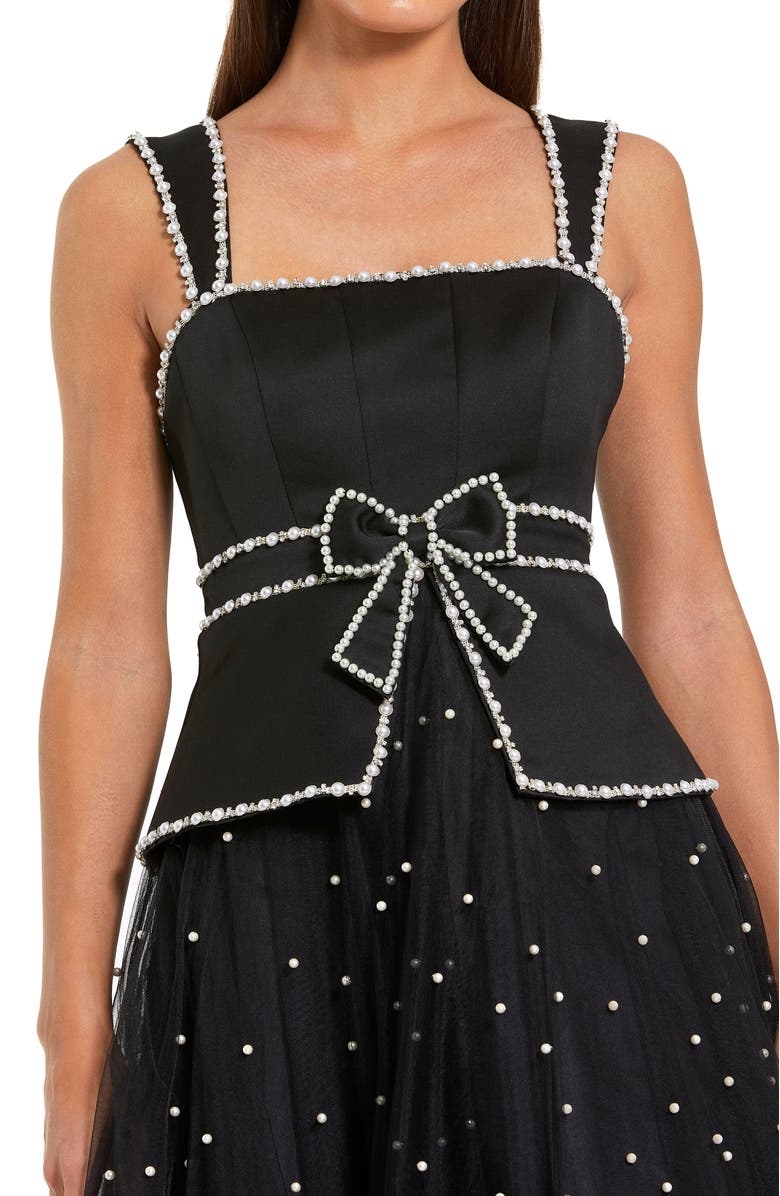Mac Duggal Sleeveless Embellished Crepe And Tulle Midi Dress, Alternate, color, Black Ivory