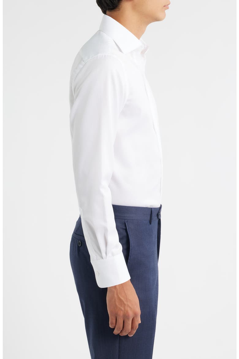 Trim Fit Twill Dress Shirt, Alternate, color, WHITE