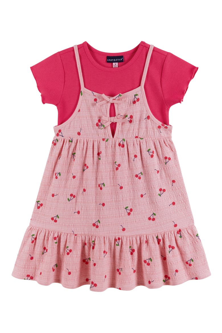 Kids' Cherry Print Tank T-Shirt Dress, Main, color, PINK CHERRY